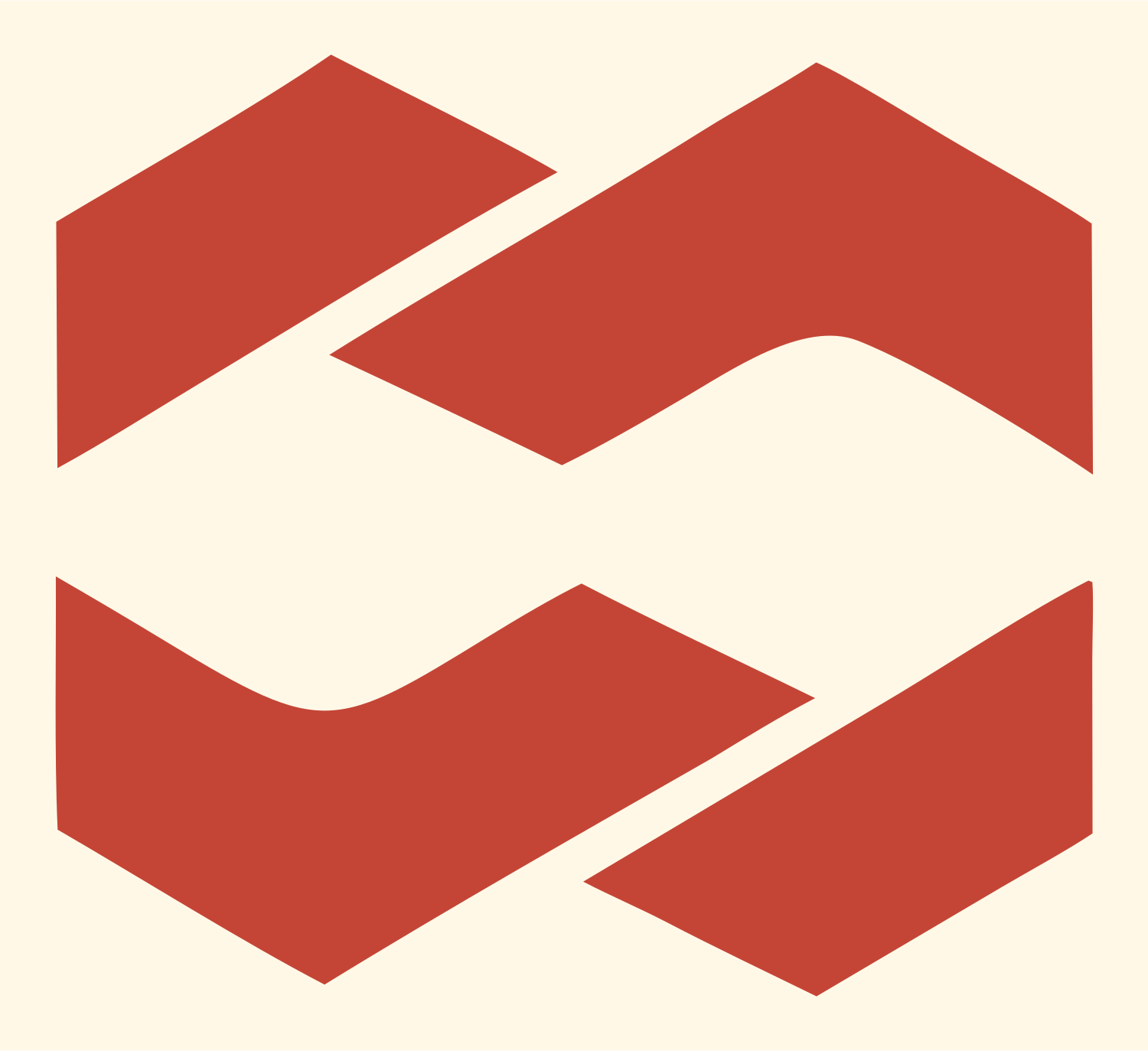 Swiss Interlocking Ribbon Chevron Crest #fff8e7/#c44536