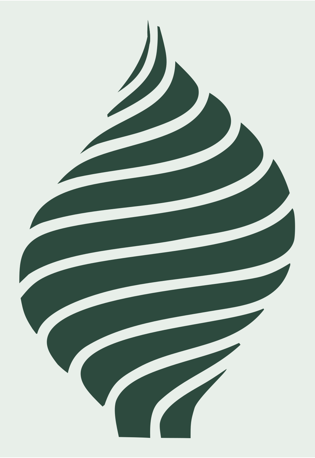 Swiss Spiral Swirl Teardrop Cactus Mark #e8efe9/#2d4a3e