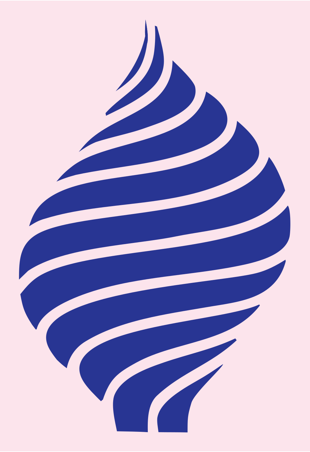 Swiss Spiral Swirl Teardrop Cactus Mark #fce4ec/#283593