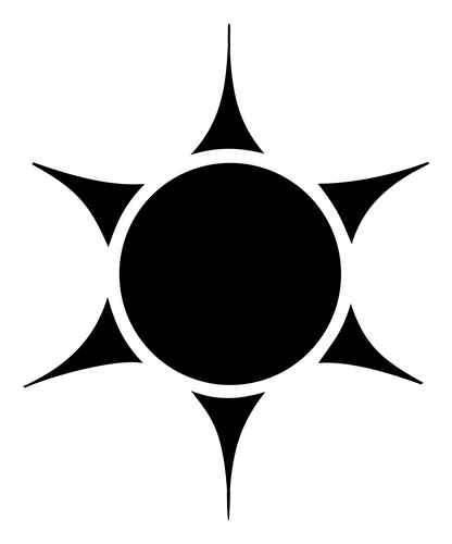 Tribal Sun Spined Cactus Radial Mark #ffffff/#000000