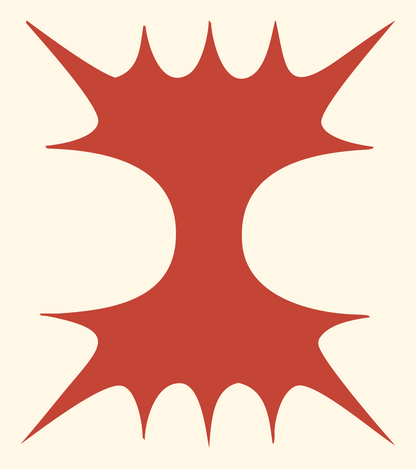 Spiky Hourglass Negative Space Cactus Mark #fff8e7/#c44536