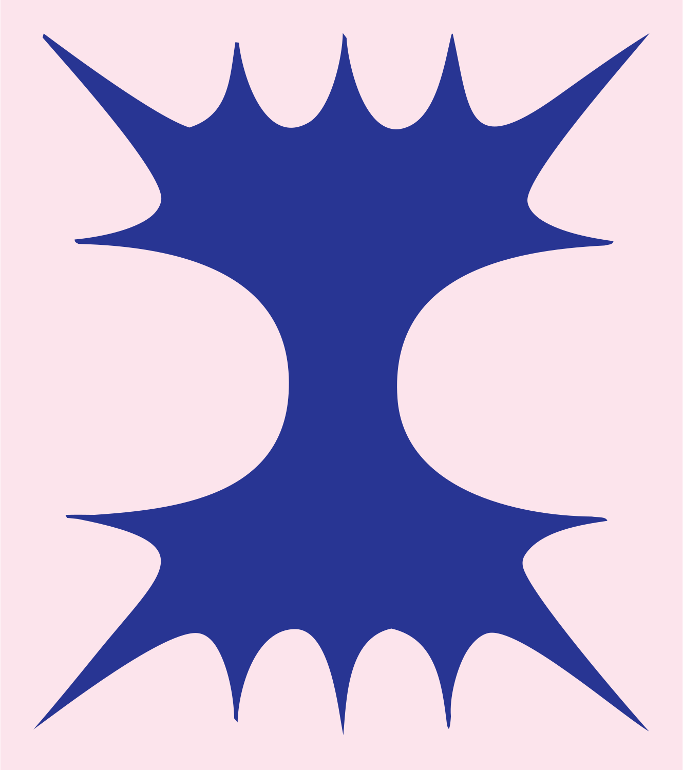 Spiky Hourglass Negative Space Cactus Mark #fce4ec/#283593