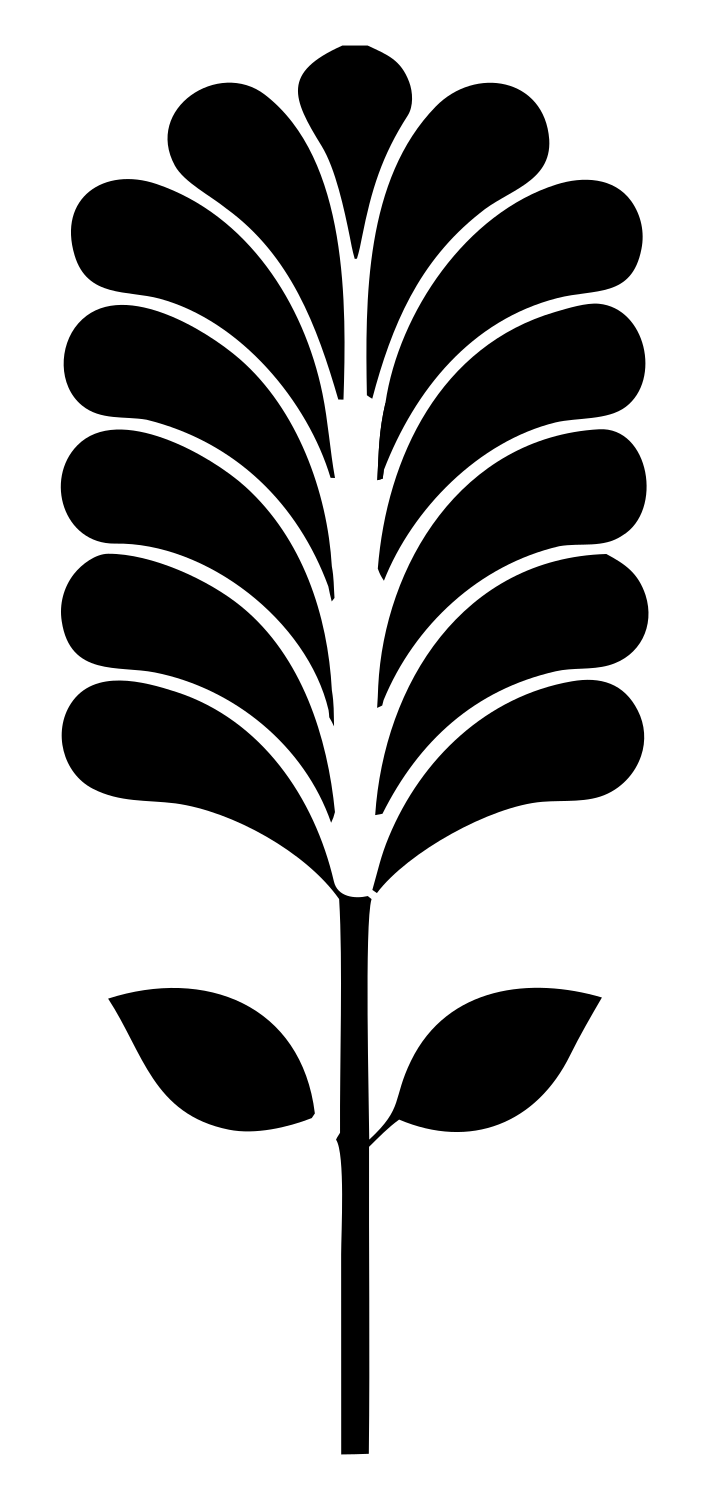 Pictogram Feathered Frond Botanical Emblem #ffffff/#000000