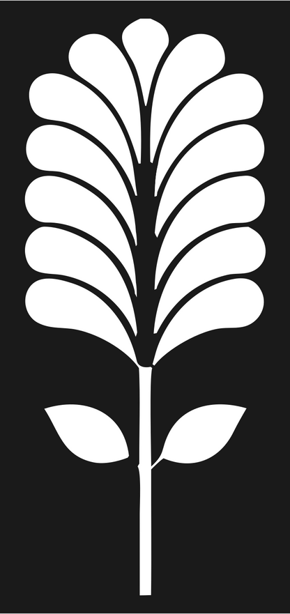 Pictogram Feathered Frond Botanical Emblem #1a1a1a/#ffffff