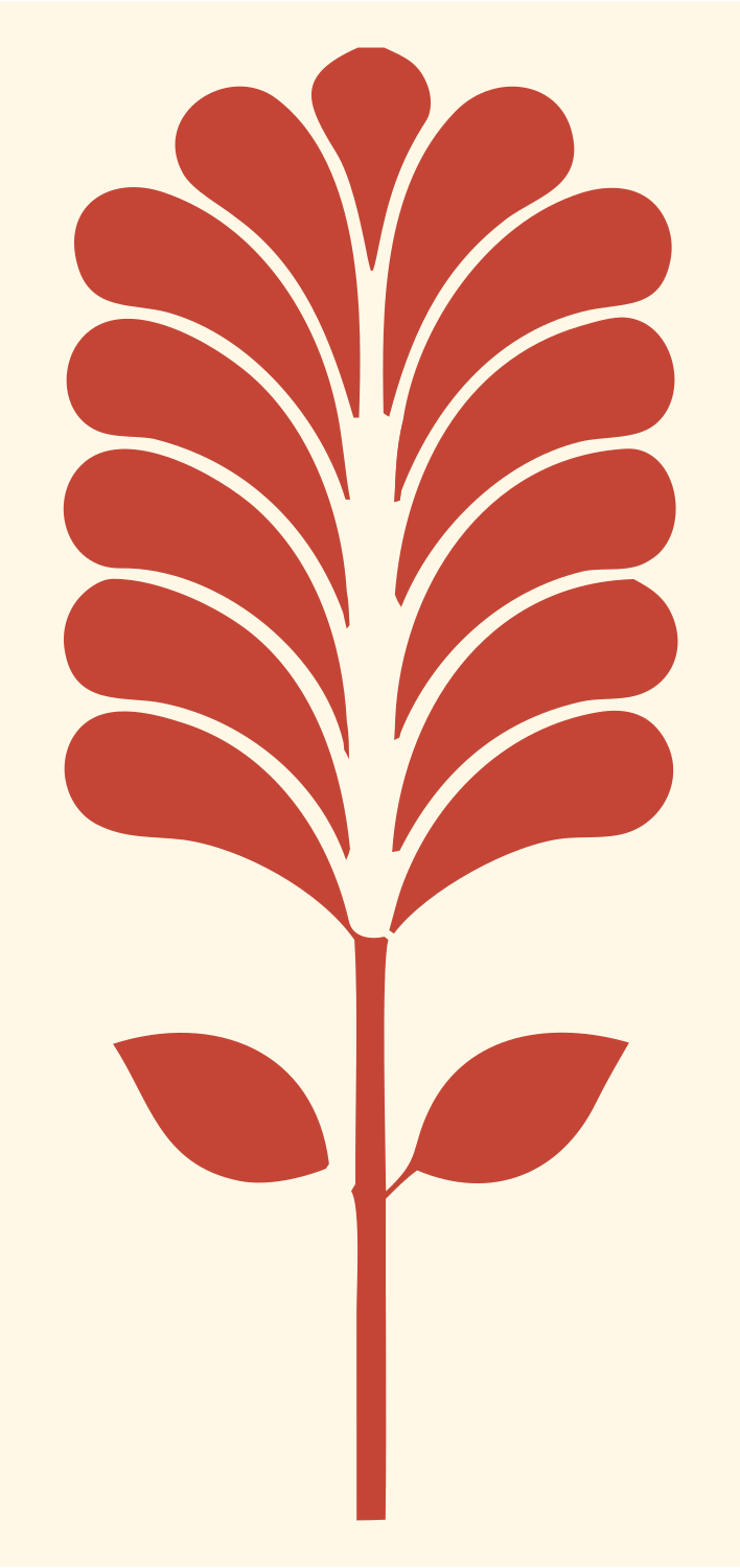 Pictogram Feathered Frond Botanical Emblem #fff8e7/#c44536