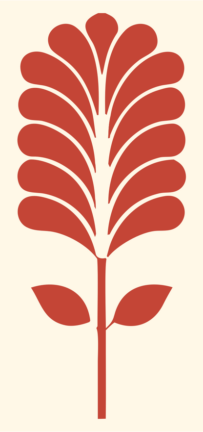 Pictogram Feathered Frond Botanical Emblem #fff8e7/#c44536