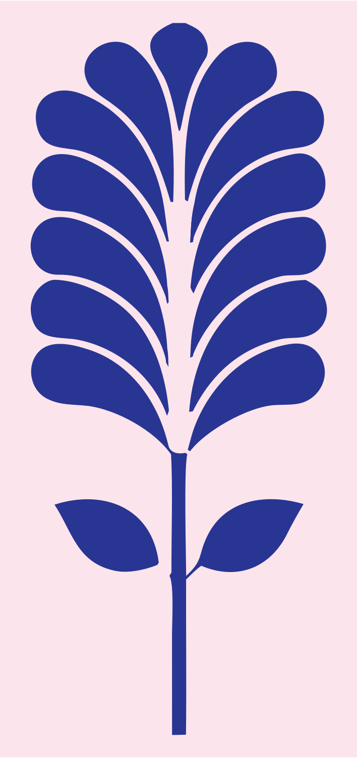 Pictogram Feathered Frond Botanical Emblem #fce4ec/#283593
