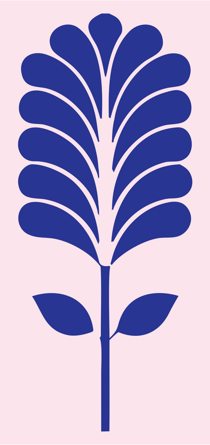 Pictogram Feathered Frond Botanical Emblem #fce4ec/#283593