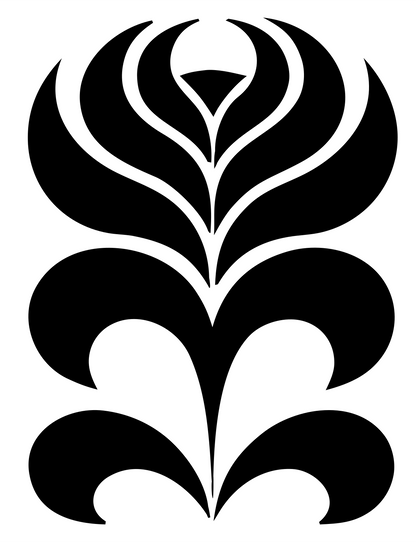 Art Nouveau Layered Petal Botanical Icon #ffffff/#000000