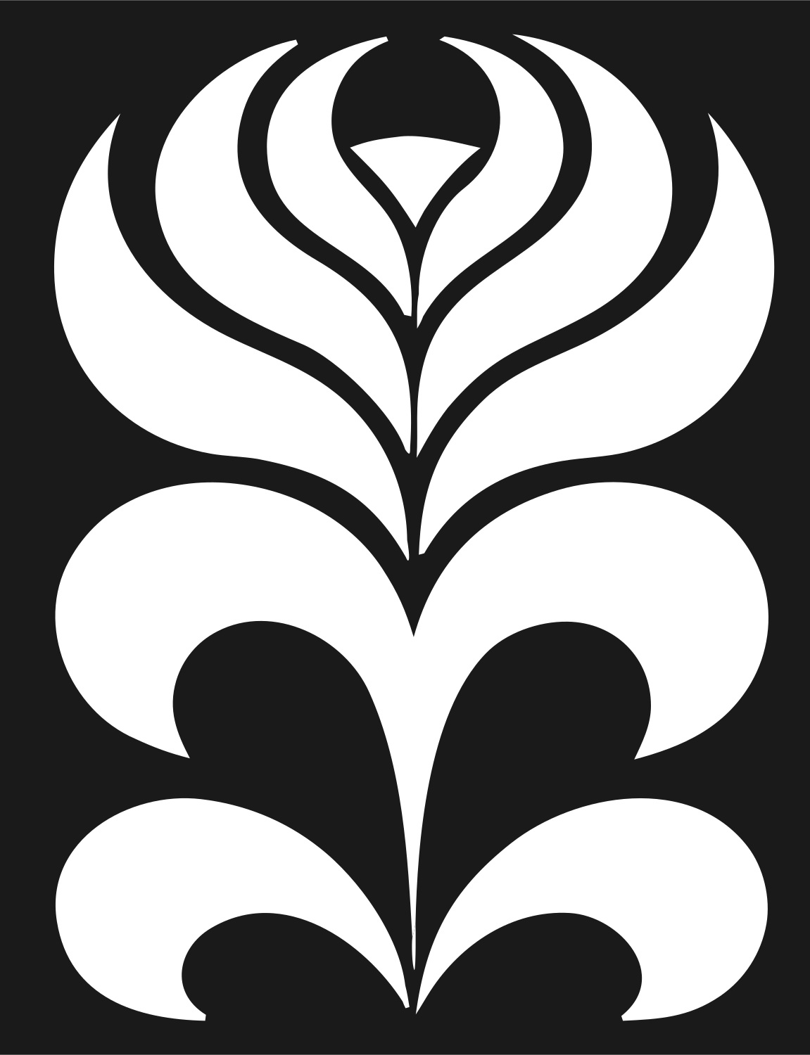 Art Nouveau Layered Petal Botanical Icon #1a1a1a/#ffffff