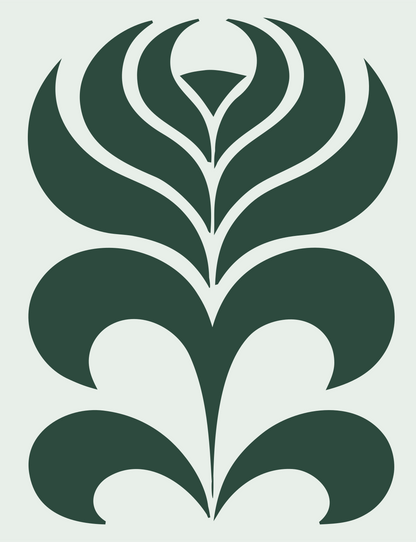 Art Nouveau Layered Petal Botanical Icon #e8efe9/#2d4a3e