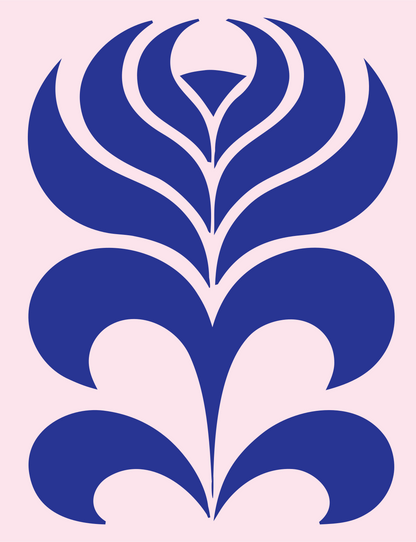 Art Nouveau Layered Petal Botanical Icon #fce4ec/#283593