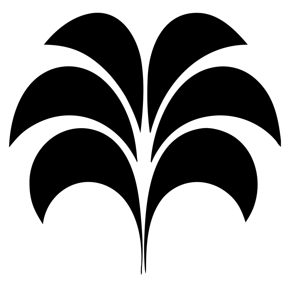 Pictogram Arching Frond Palm Leaf Crest #ffffff/#000000
