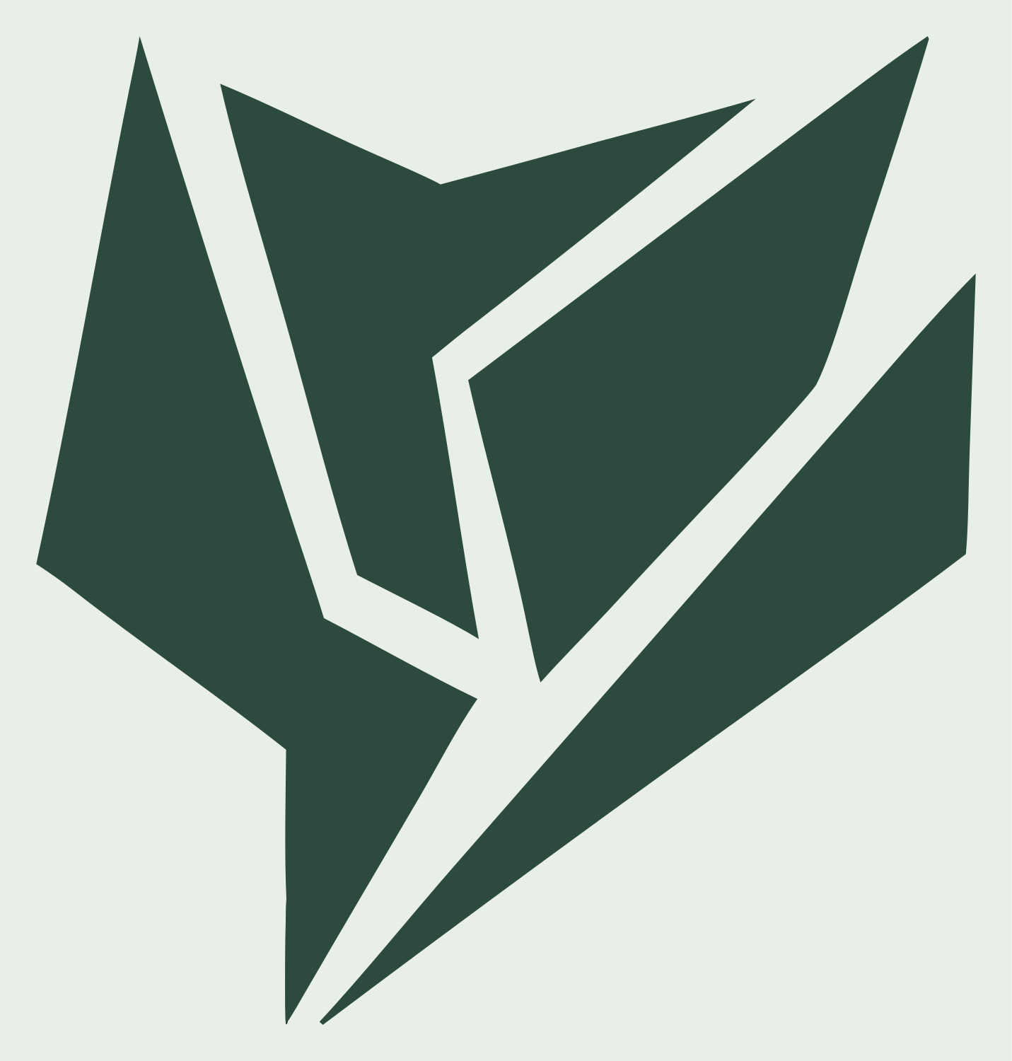 Hard-Edged Fractured Tulip Bloom Crest #e8efe9/#2d4a3e
