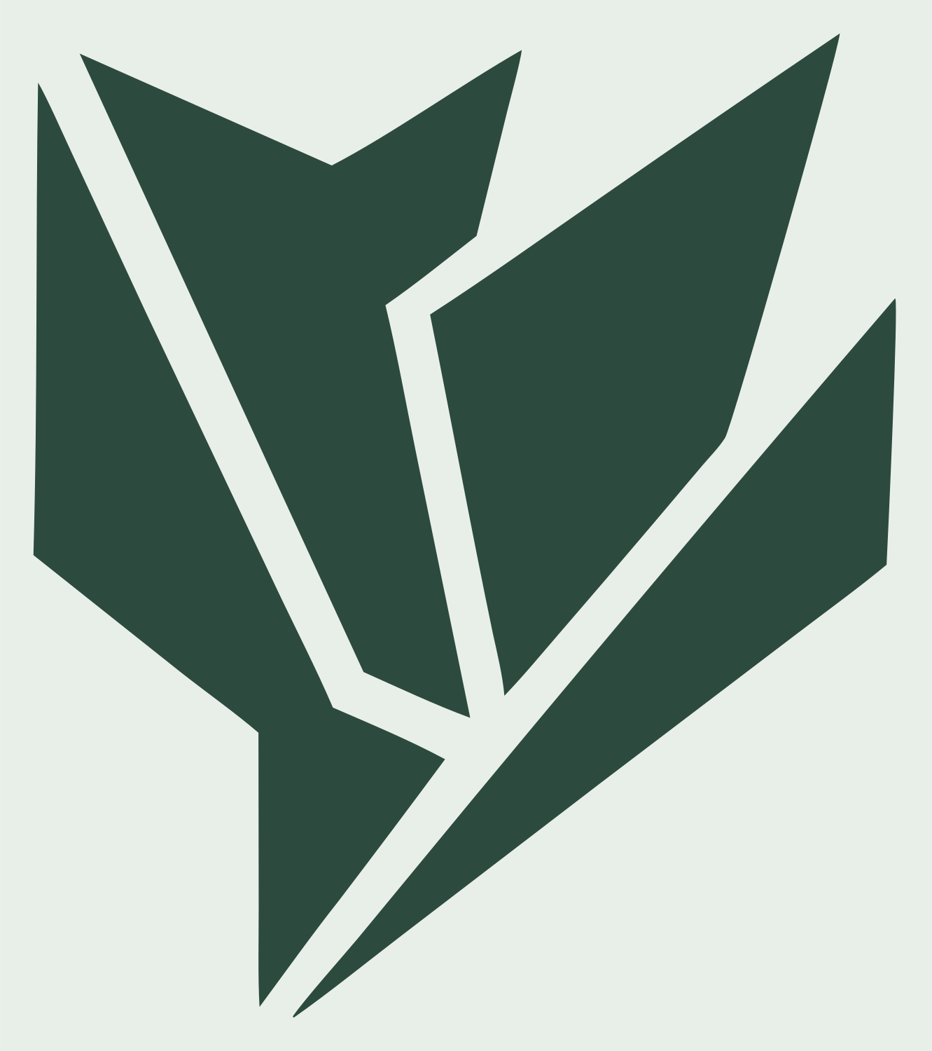 Industrial Jagged Splinter Tulip Mark #e8efe9/#2d4a3e