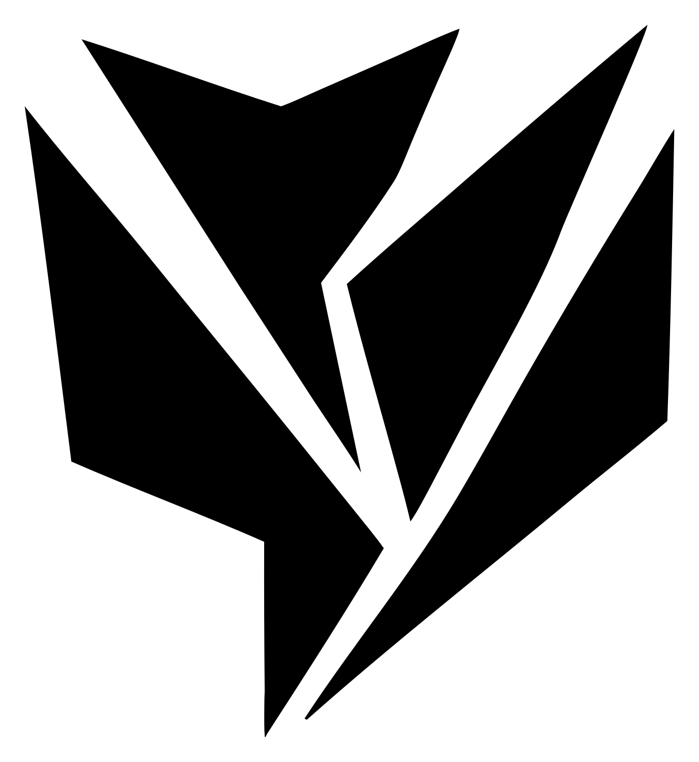 Fractured Angular Tulip Bloom Crest #ffffff/#000000