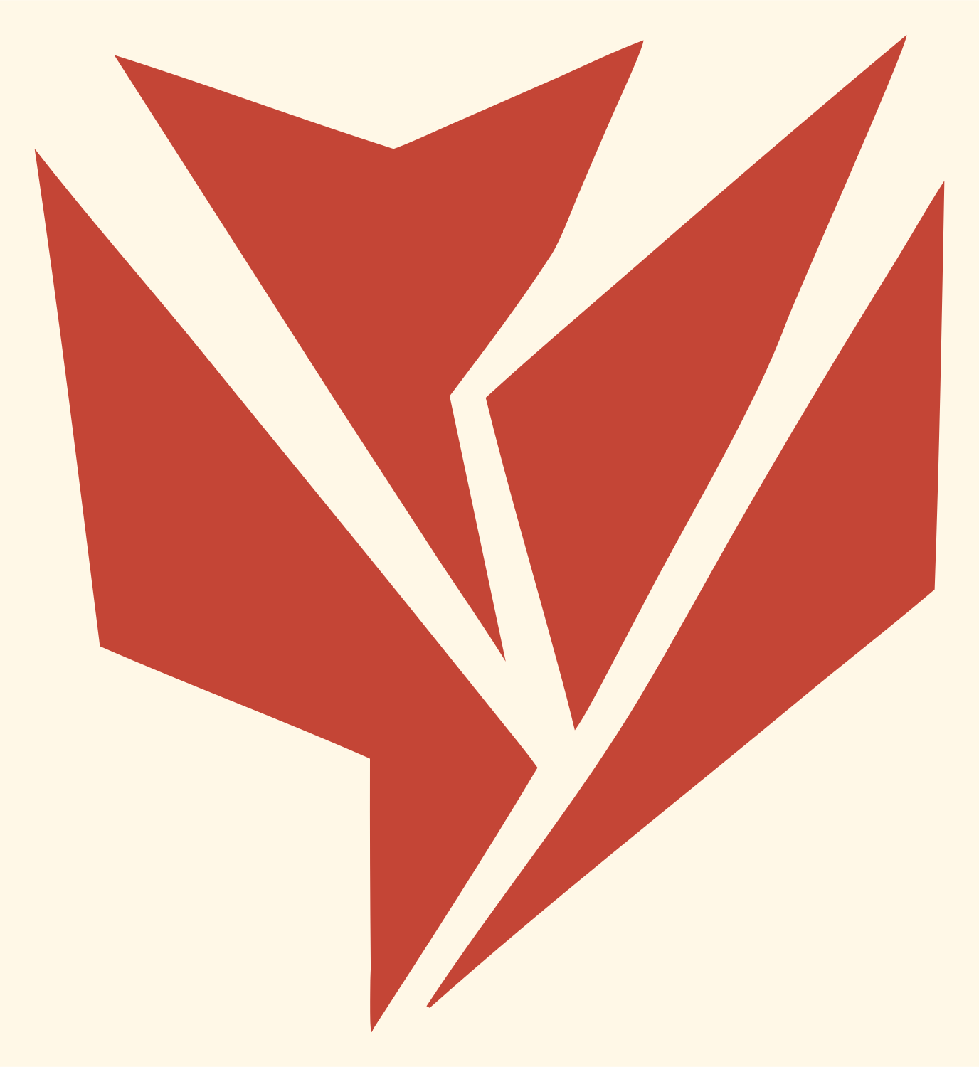 Fractured Angular Tulip Bloom Crest #fff8e7/#c44536