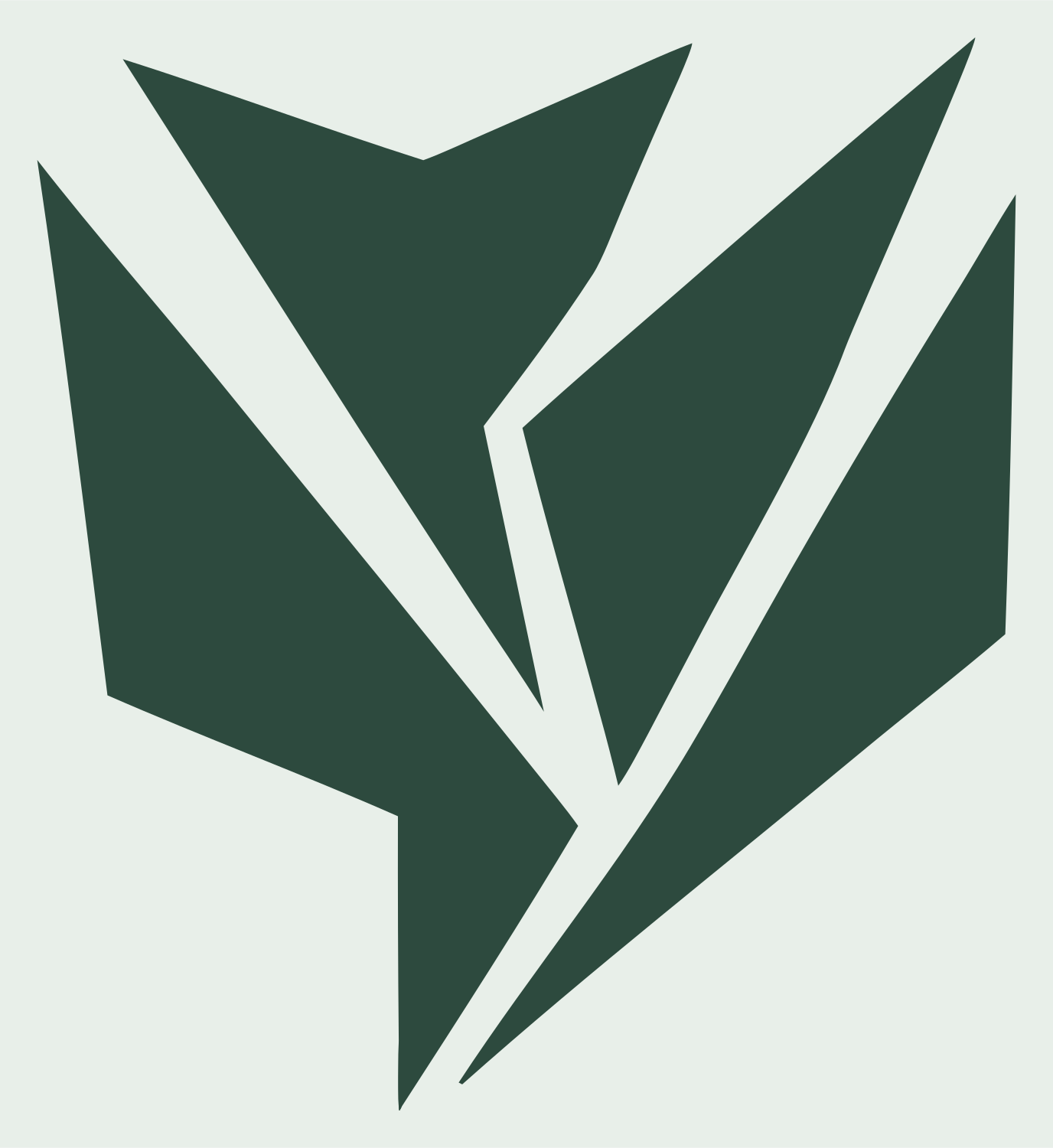 Fractured Angular Tulip Bloom Crest #e8efe9/#2d4a3e