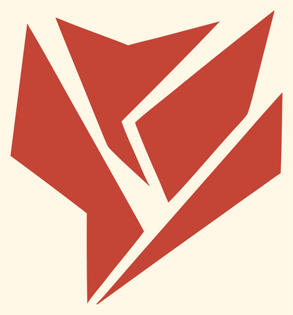Industrial Broken Facet Tulip Silhouette Logo #fff8e7/#c44536