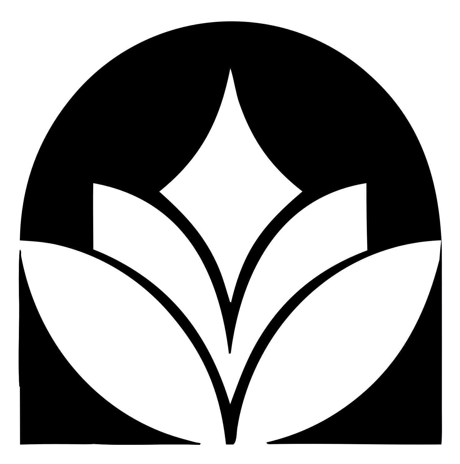 Negative Space Star Lotus Circle Badge #ffffff/#000000