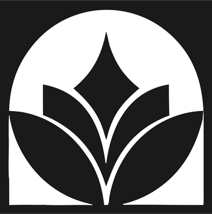 Negative Space Star Lotus Circle Badge #1a1a1a/#ffffff