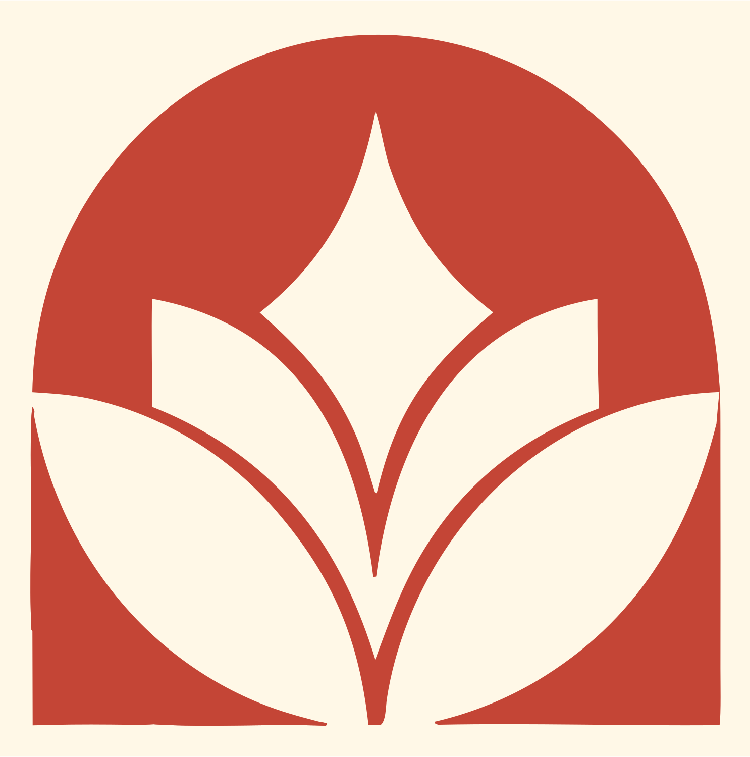 Negative Space Star Lotus Circle Badge #fff8e7/#c44536