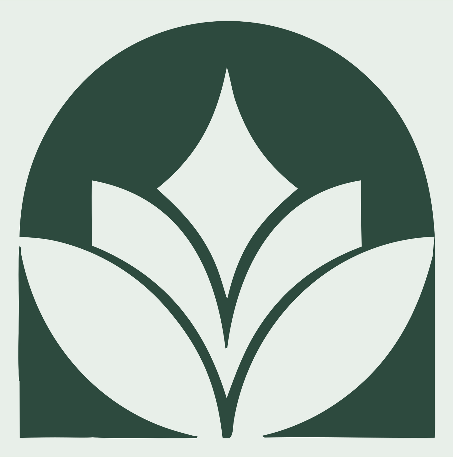 Negative Space Star Lotus Circle Badge #e8efe9/#2d4a3e