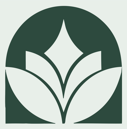 Negative Space Star Lotus Circle Badge #e8efe9/#2d4a3e