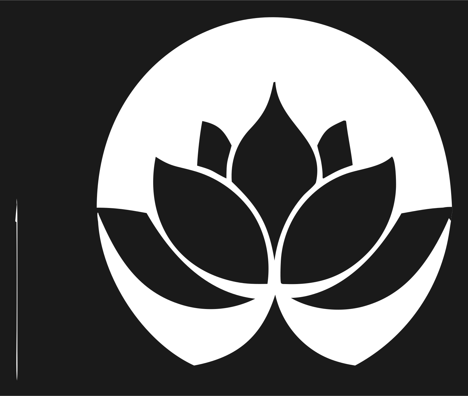 Negative Space Circular Lotus Bloom Mark #1a1a1a/#ffffff