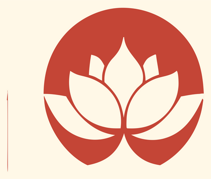 Negative Space Circular Lotus Bloom Mark #fff8e7/#c44536