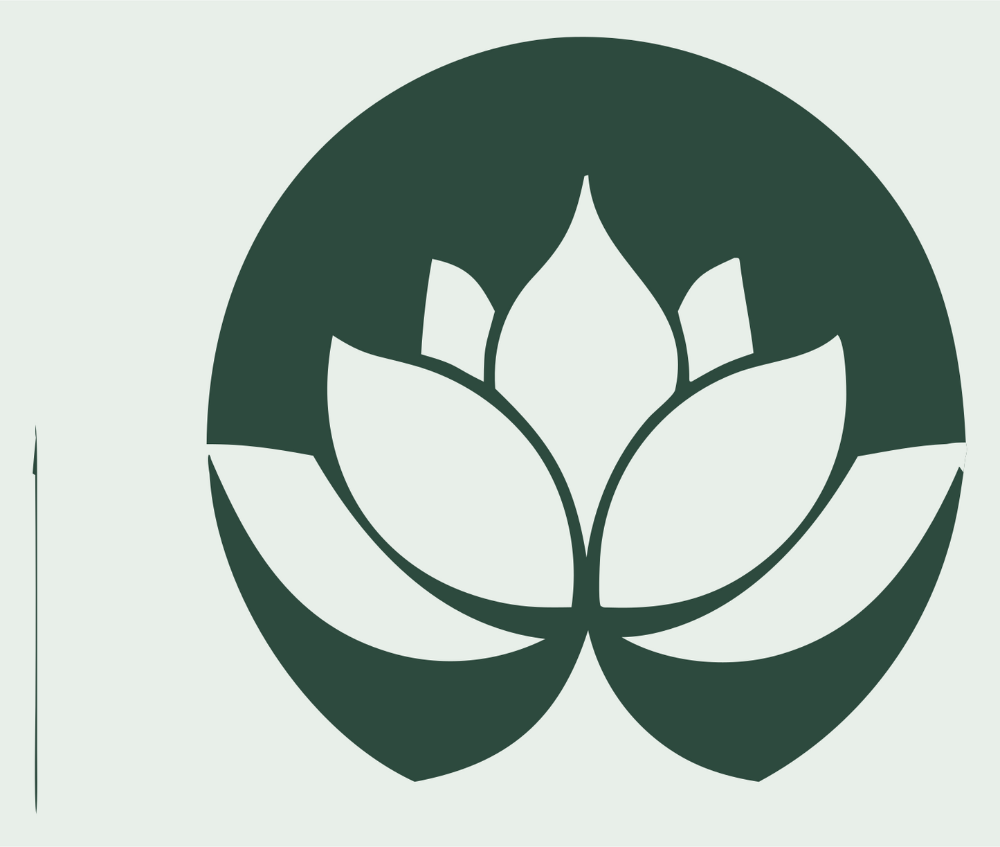 Negative Space Circular Lotus Bloom Mark #e8efe9/#2d4a3e