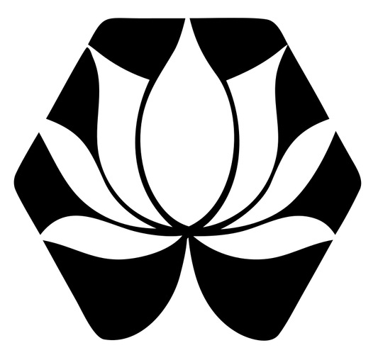 Negative Space Hexagon Lotus Bloom Badge