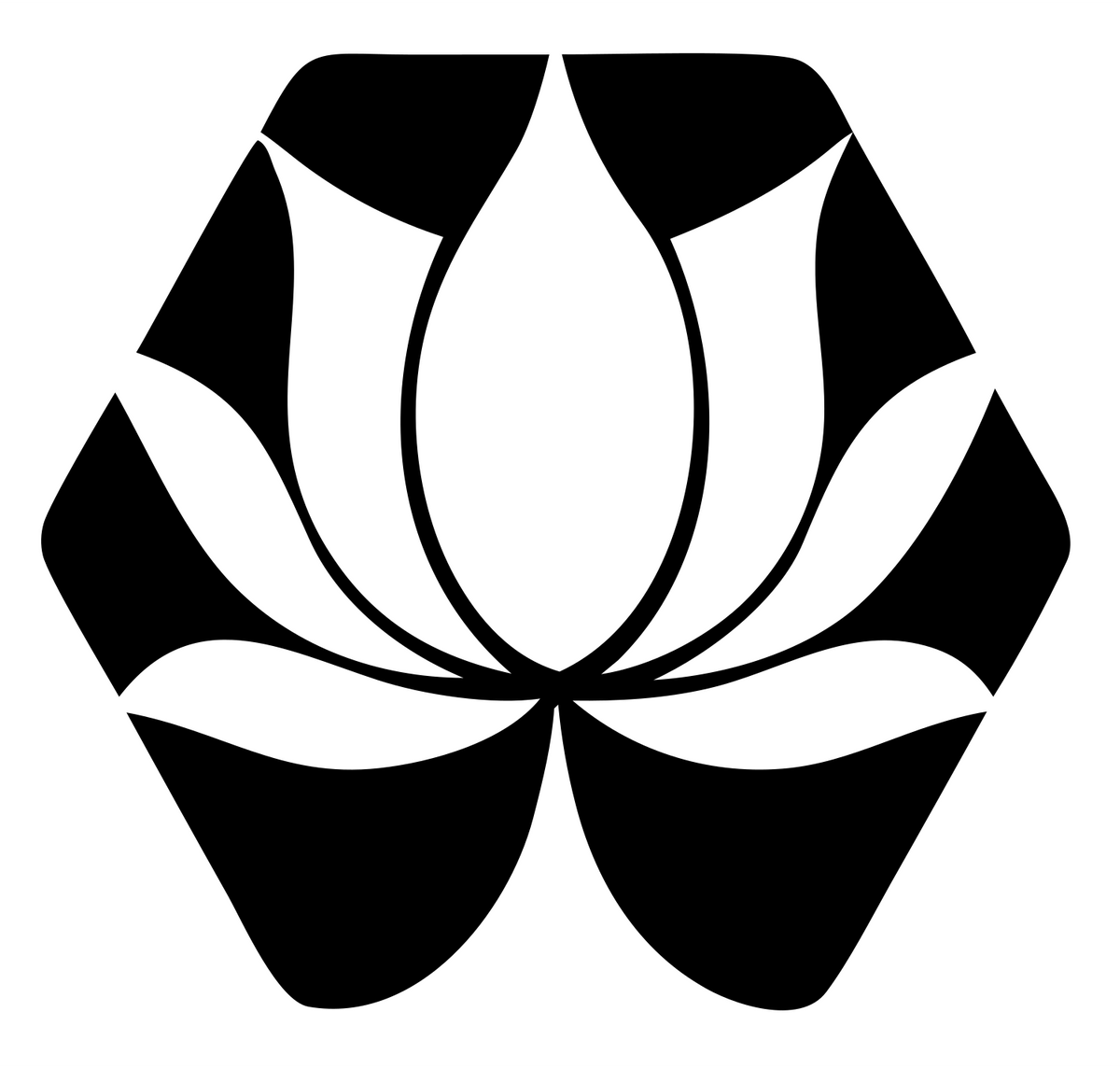 Negative Space Hexagon Lotus Bloom Badge #ffffff/#000000