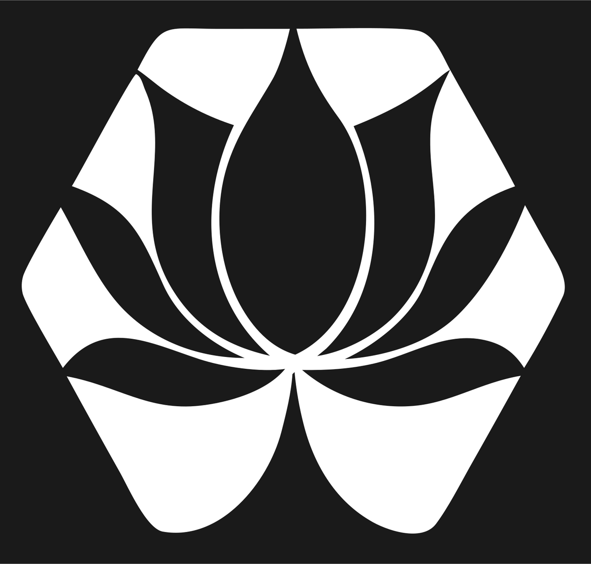 Negative Space Hexagon Lotus Bloom Badge #1a1a1a/#ffffff
