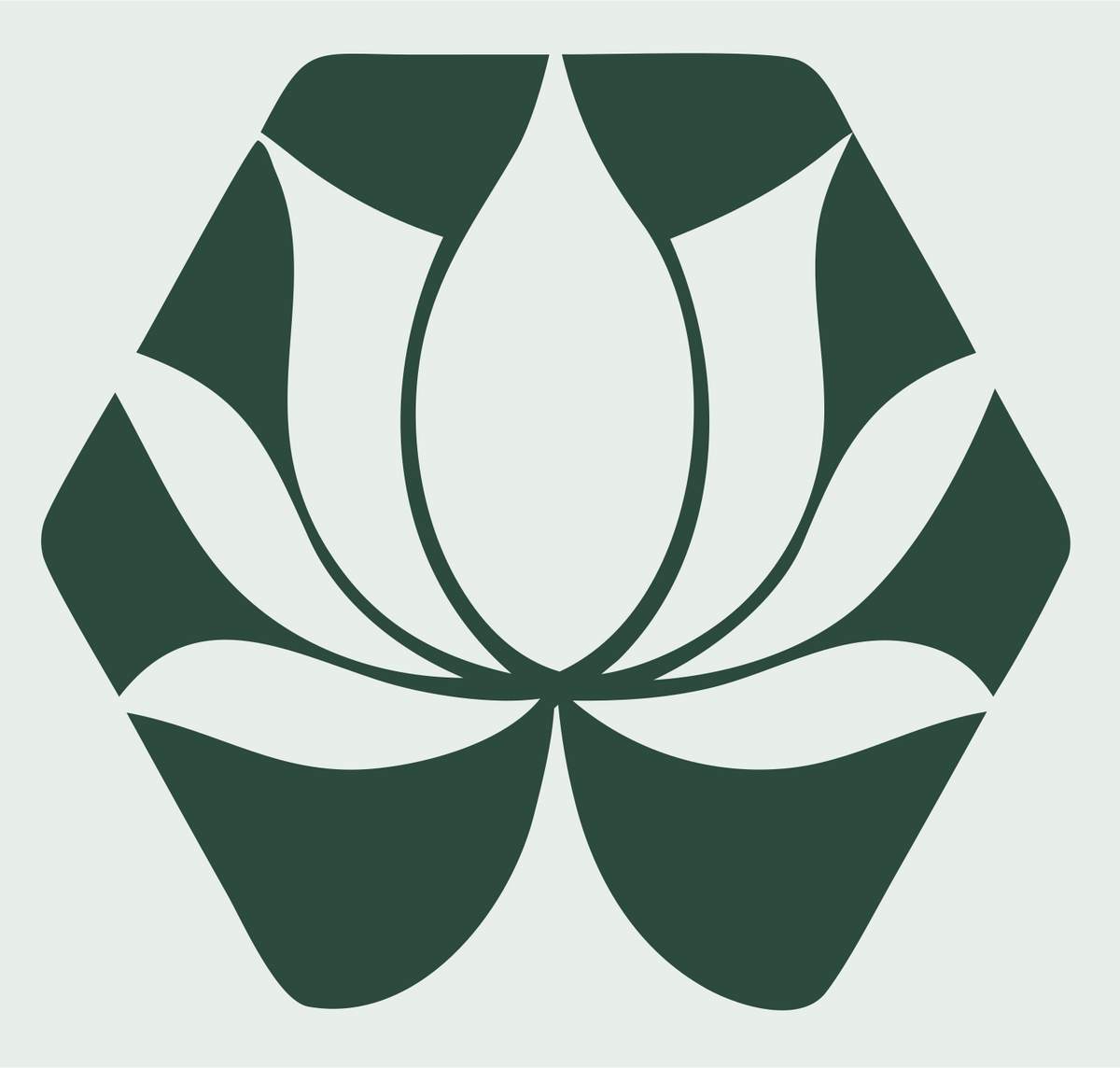 Negative Space Hexagon Lotus Bloom Badge #e8efe9/#2d4a3e