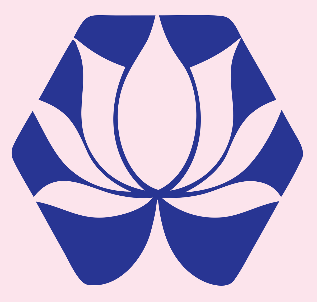 Negative Space Hexagon Lotus Bloom Badge #fce4ec/#283593