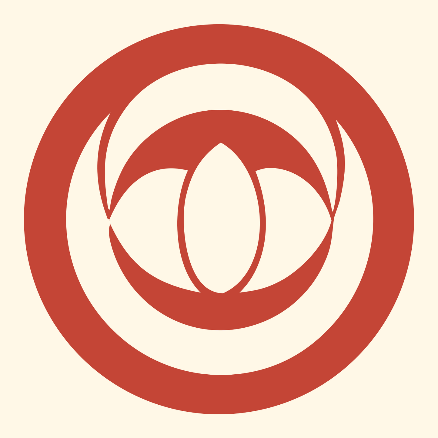 Negative Space Orbital Lotus Eye Mark #fff8e7/#c44536