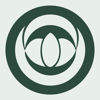 Negative Space Orbital Lotus Eye Mark #e8efe9/#2d4a3e