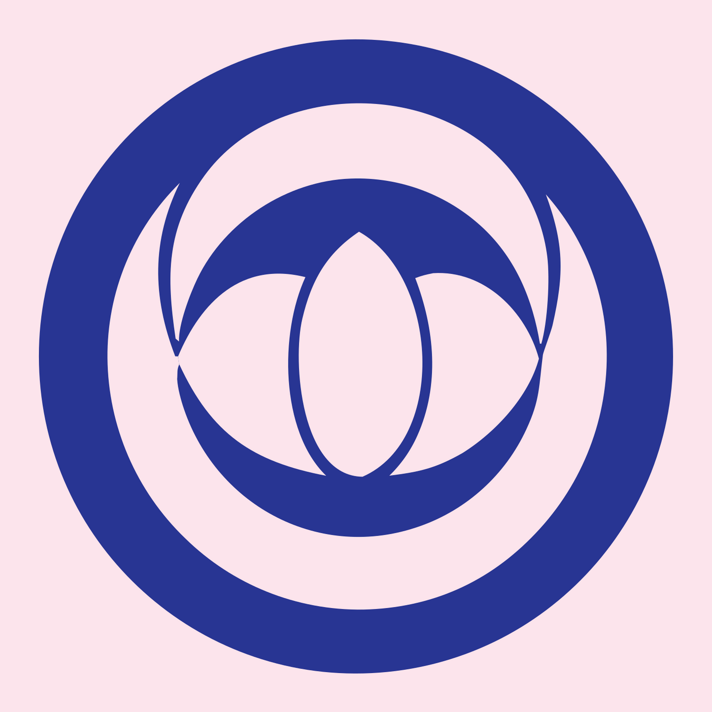 Negative Space Orbital Lotus Eye Mark #fce4ec/#283593