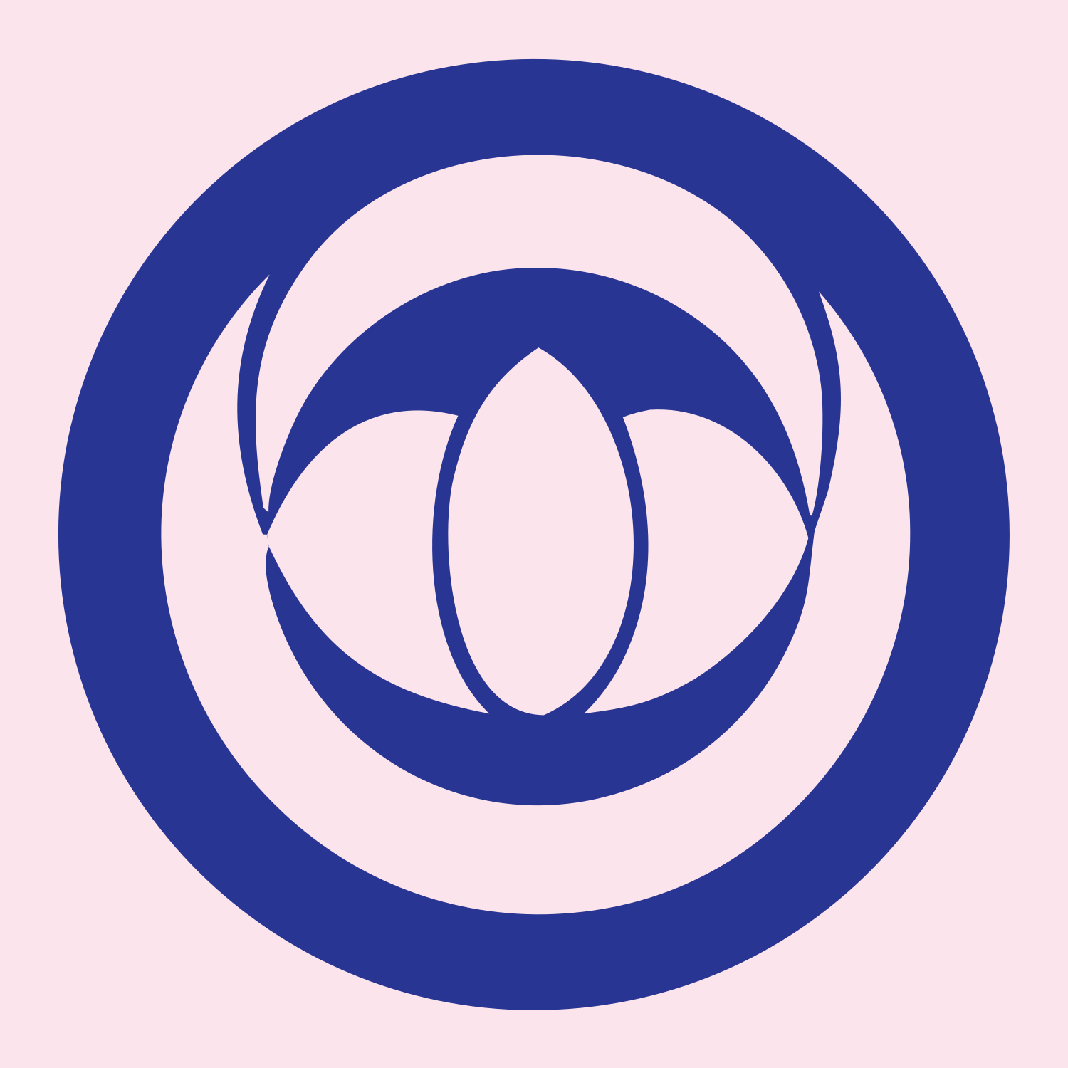 Negative Space Orbital Lotus Eye Mark #fce4ec/#283593