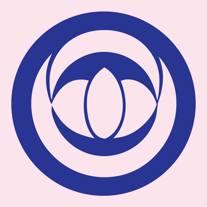 Negative Space Orbital Lotus Eye Mark #fce4ec/#283593