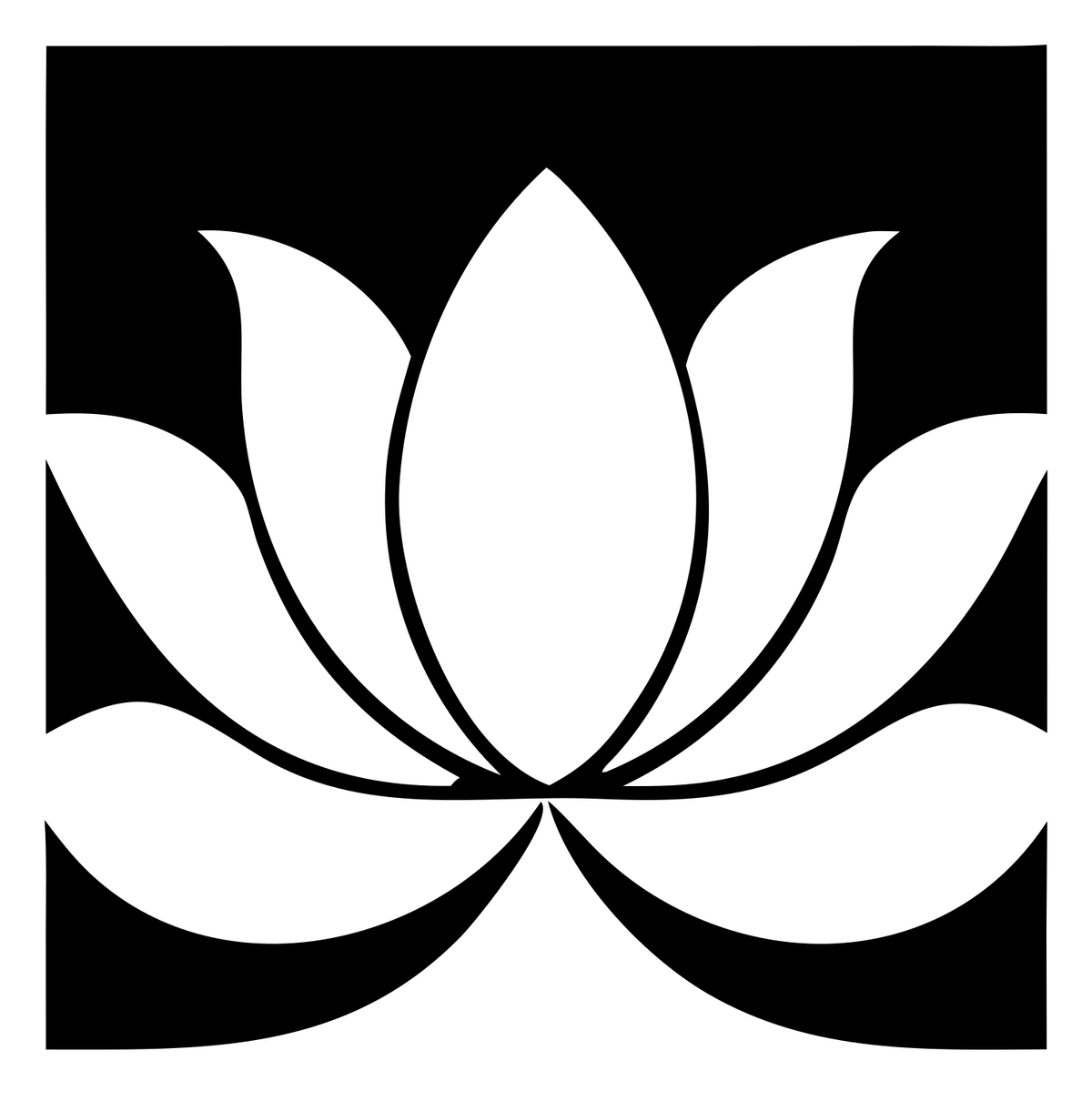 Negative Space Square Lotus Bloom Emblem #ffffff/#000000
