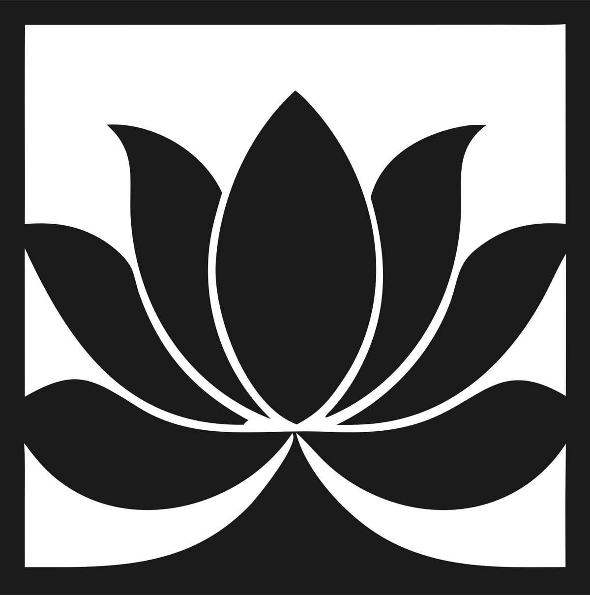 Negative Space Square Lotus Bloom Emblem #1a1a1a/#ffffff