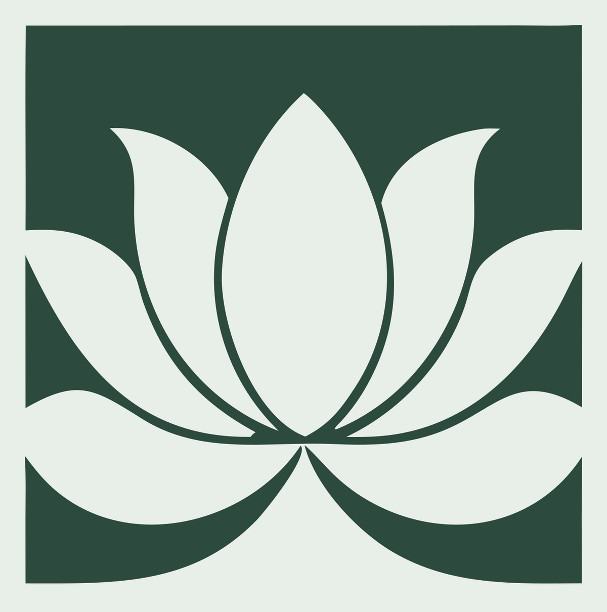 Negative Space Square Lotus Bloom Emblem #e8efe9/#2d4a3e