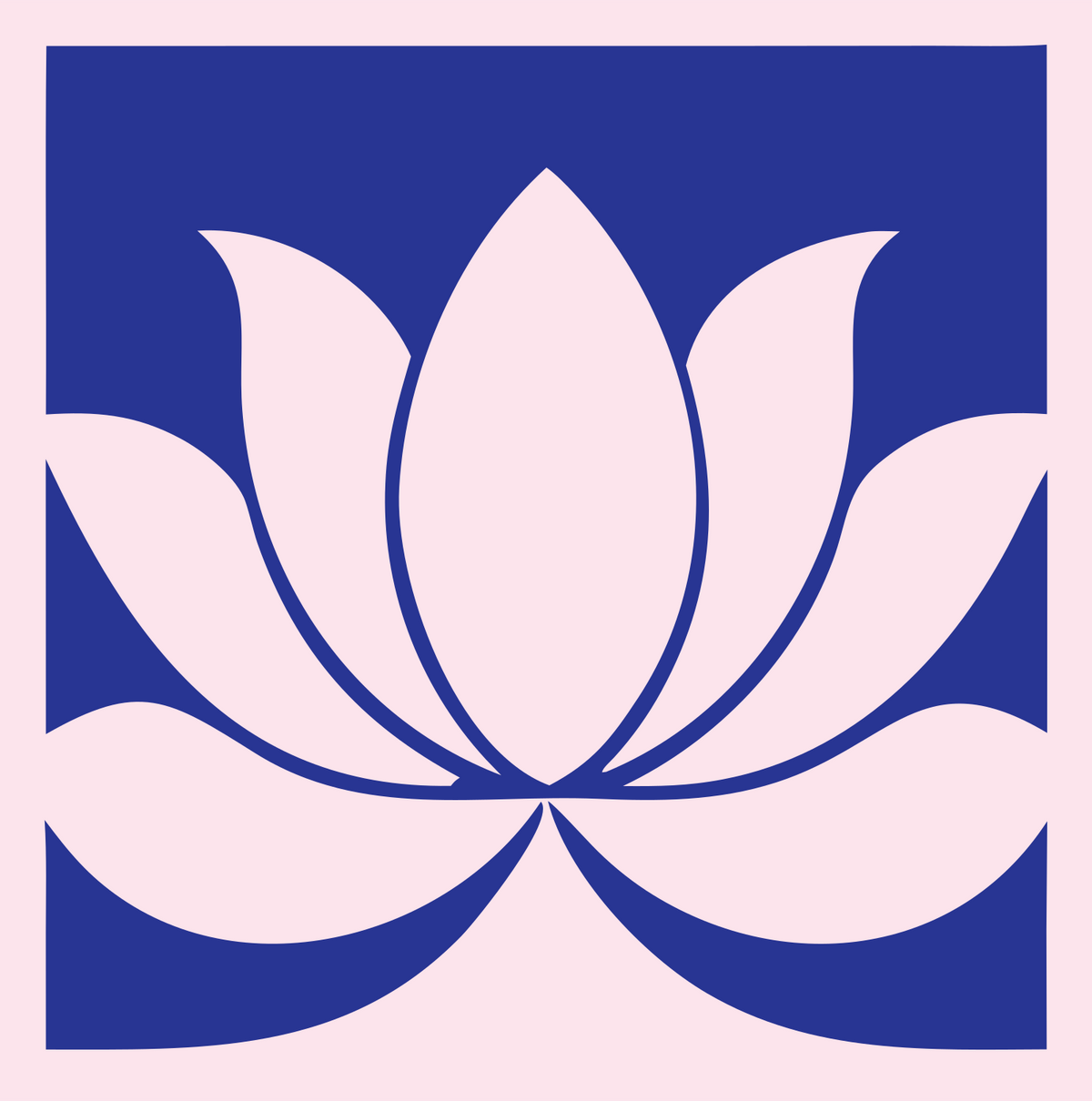 Negative Space Square Lotus Bloom Emblem #fce4ec/#283593
