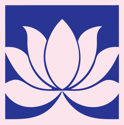 Negative Space Square Lotus Bloom Emblem #fce4ec/#283593