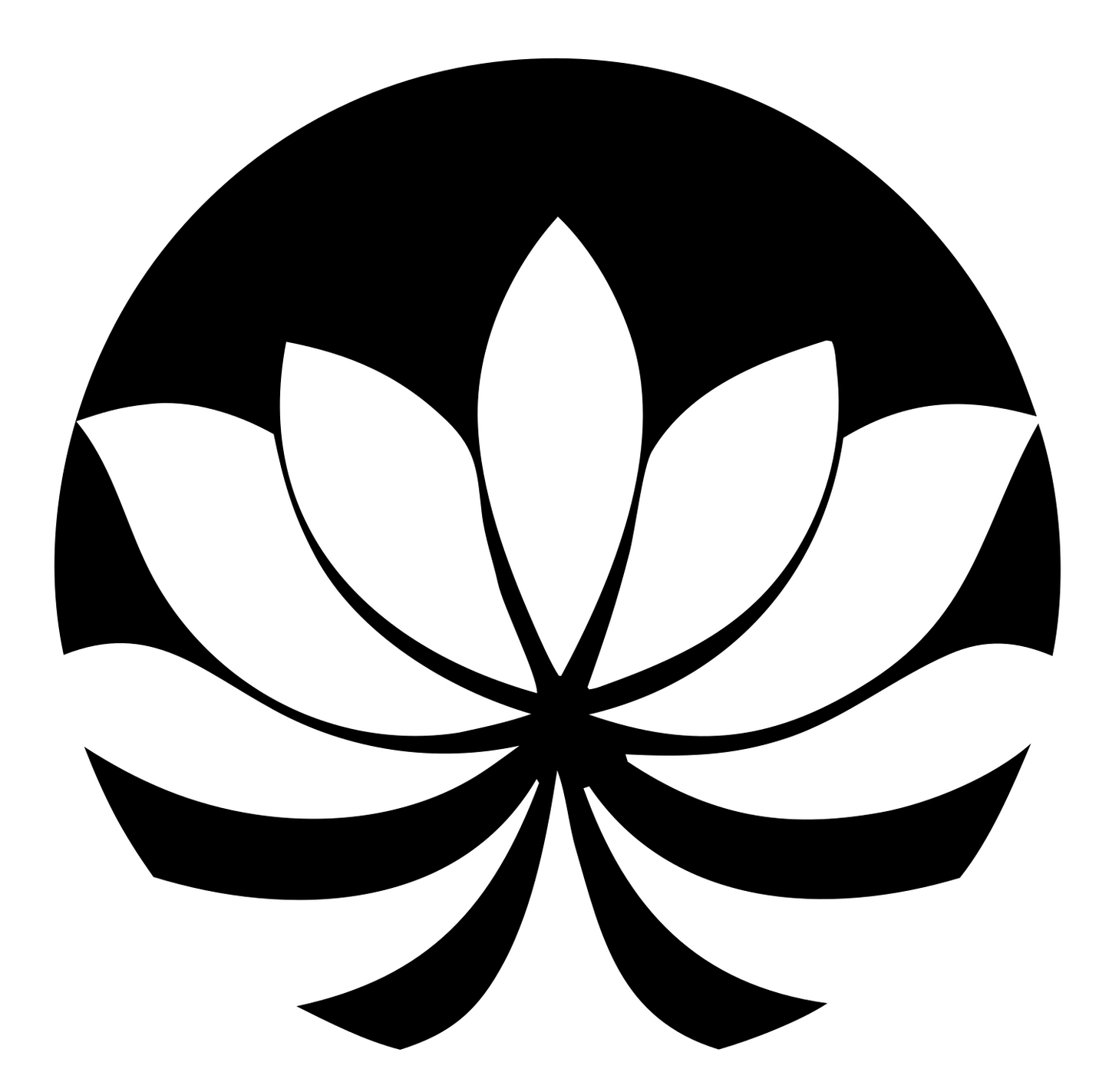 Negative Space Radiating Petal Lotus Crest #ffffff/#000000