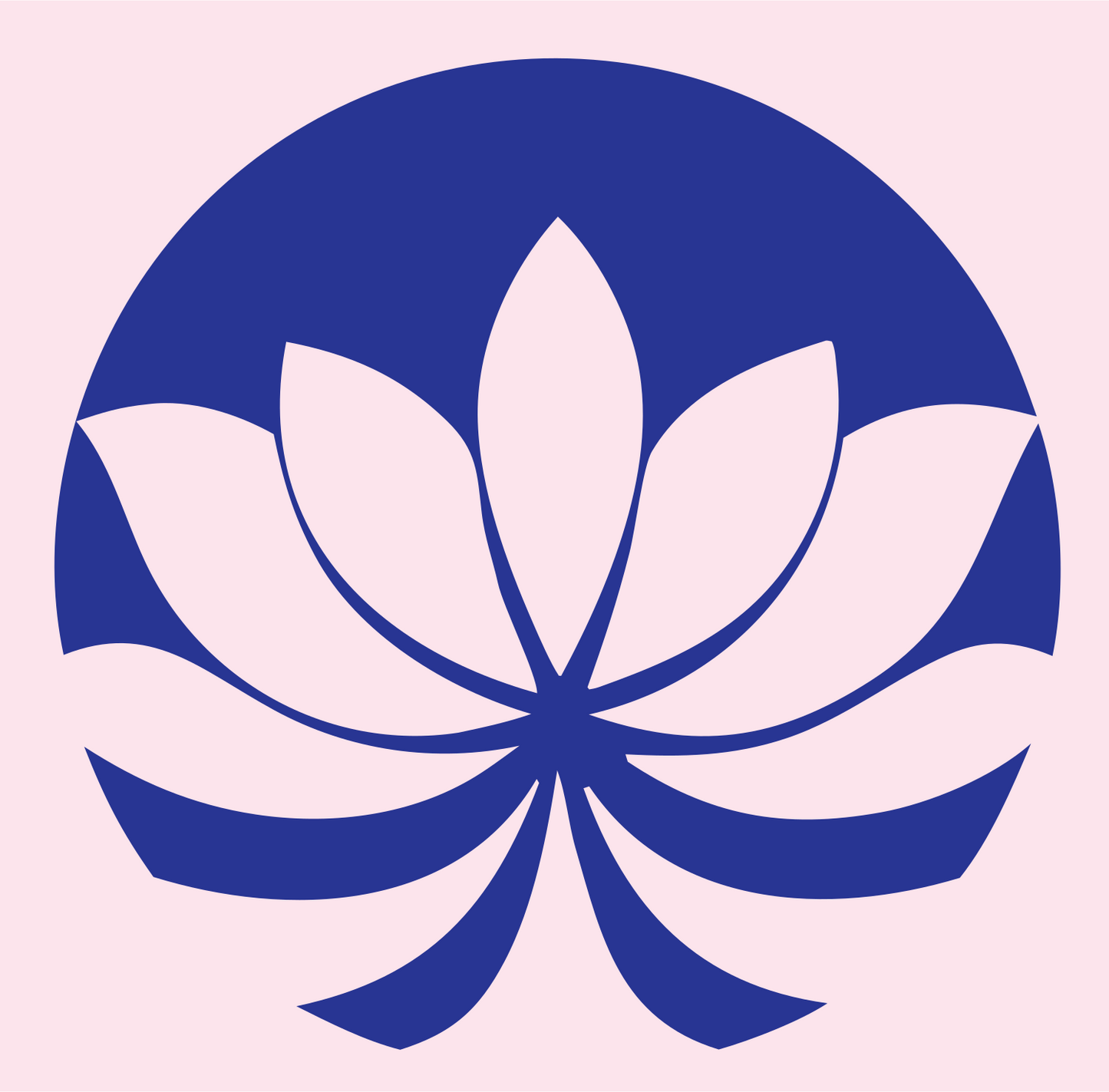 Negative Space Radiating Petal Lotus Crest #fce4ec/#283593