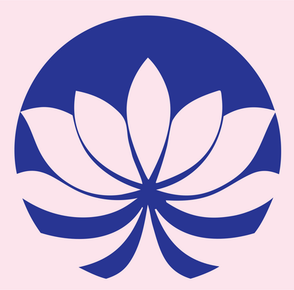 Negative Space Radiating Petal Lotus Crest #fce4ec/#283593