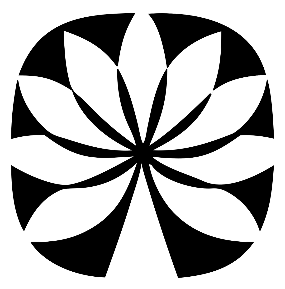 Negative Space Spinning Petal Lotus Icon #ffffff/#000000